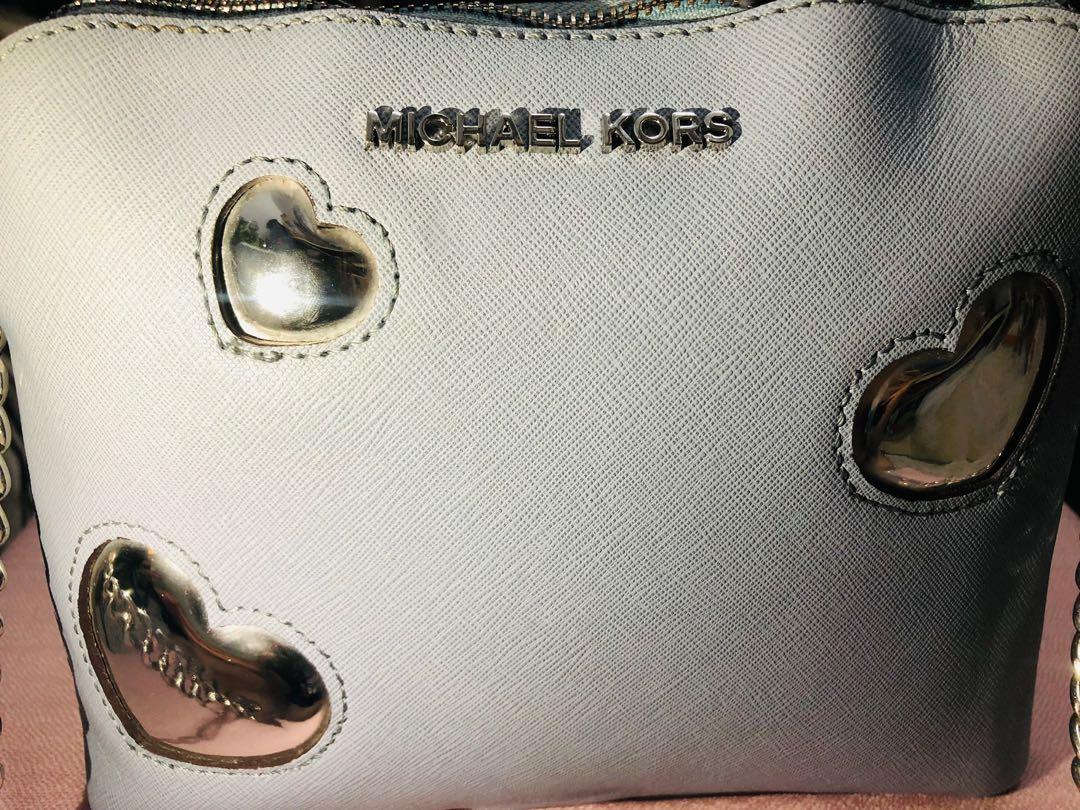 Babyblue Michael Kors Cindy Heart Leather Crossbody Bag Women s