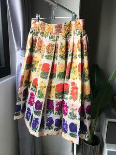 Multi Colours Pleated Midi Skirt