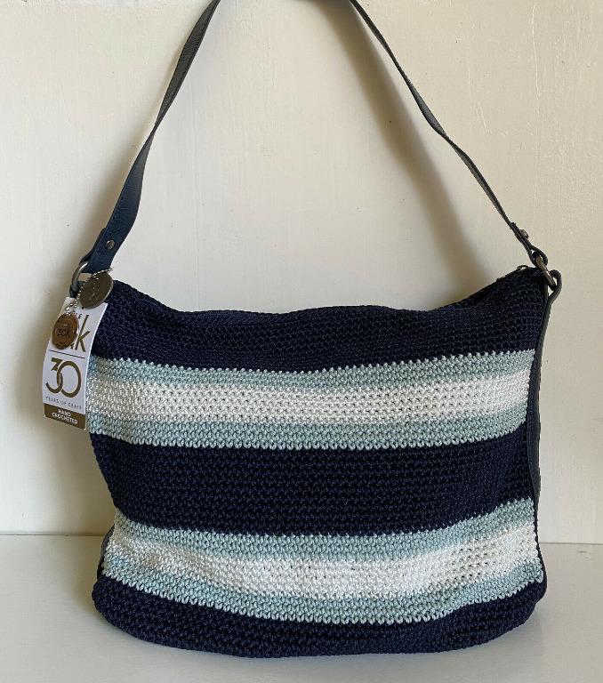 NEW THE SAK RIVIERA PINECREST NAVY STRIPE CROCHETED HOBO SHOULDER