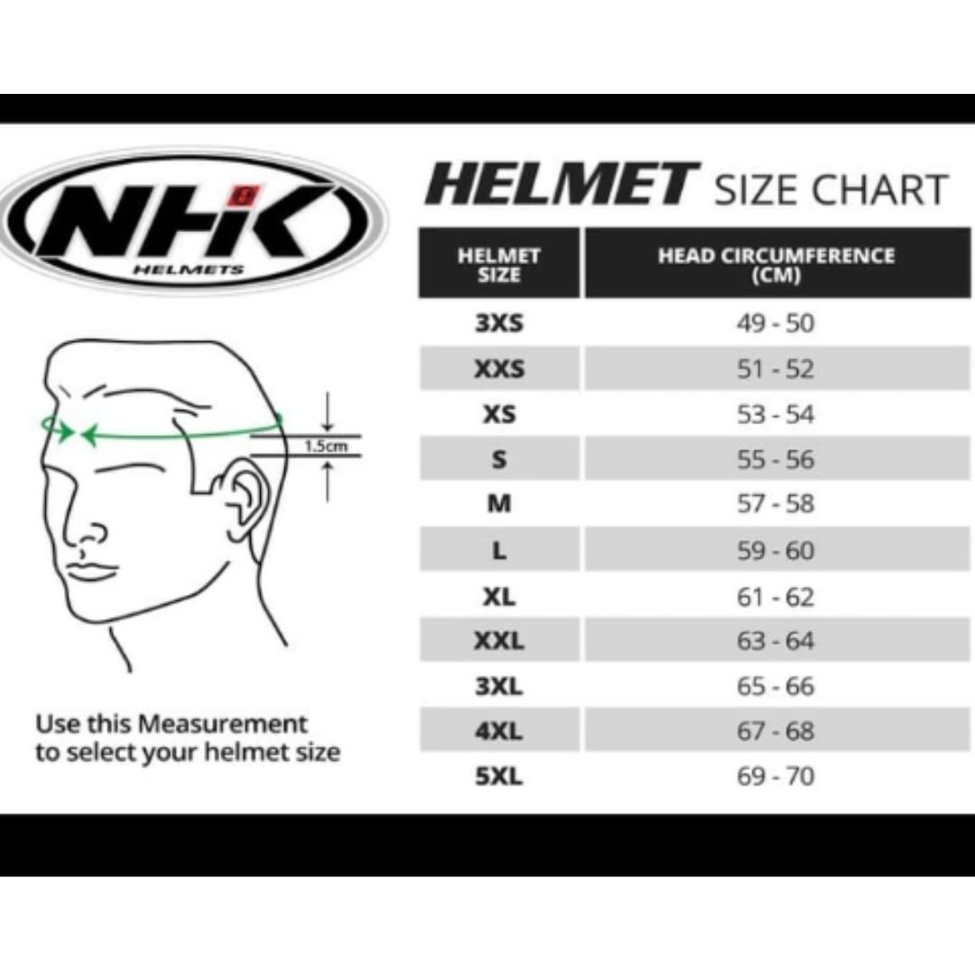 Nhk helmet shop size chart