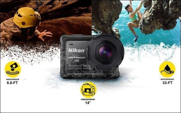 全新Nikon廣角運動防水相機Keymission 170 4K Action Camera, 攝影器材