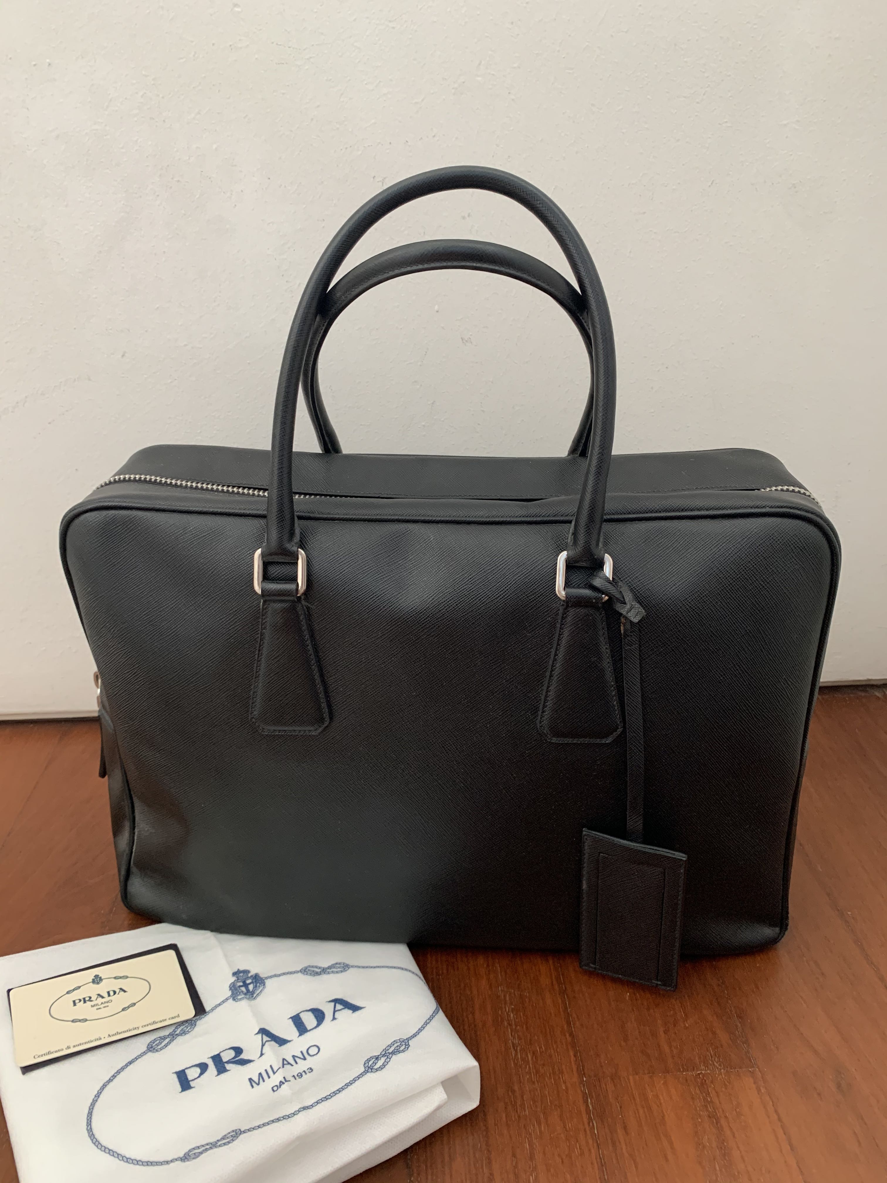 Prada Black Saffiano Briefcase Bag Attache 11pr114 – Bagriculture