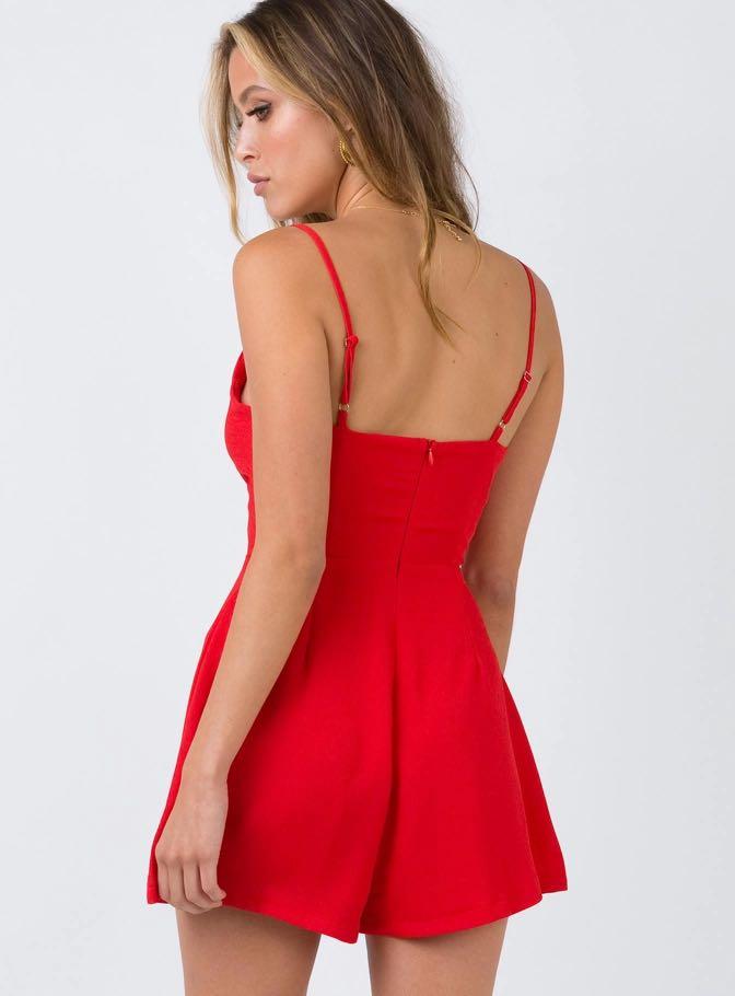 Princesspolly Lewis Playsuit Red Women s Fashion Dresses