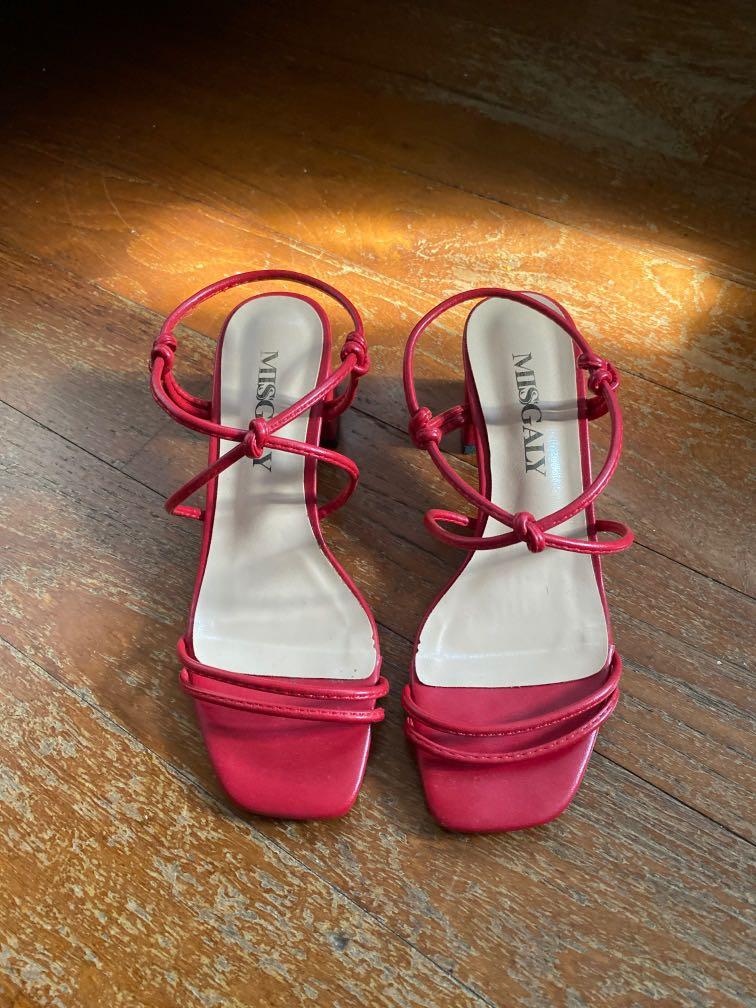 Red Strappy Heels Women s Fashion Footwear Heels on Carousell