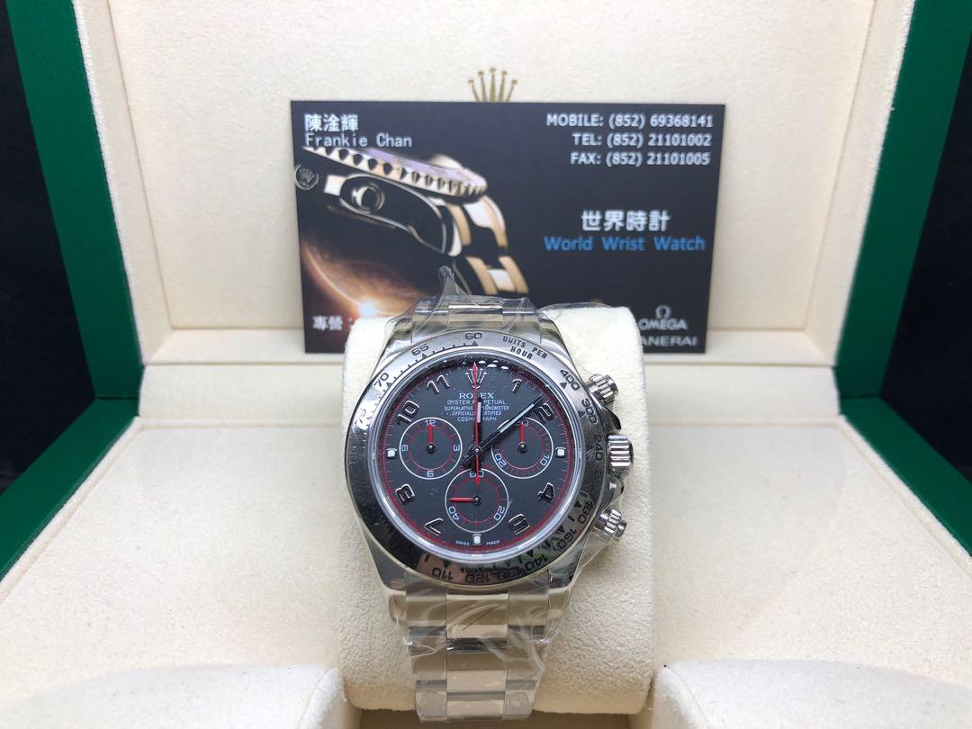 rolex daytona 全白金黑面紅針116509 名牌 錶 carousell
