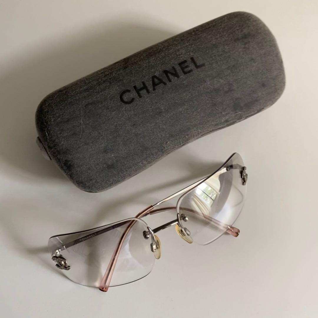 CHANEL, Accessories, Chanel 437 Rimless Cc Vintage Y2k Sunglasses In Grey  Clear Hue