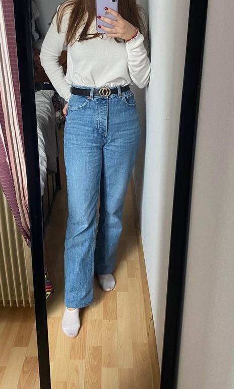 Zara hi-rise boot cut jeans, Fesyen 