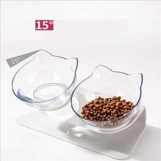 🤷‍♀️15 degree tilt elevated cat bowl dog bowl pet double bowl protection cervical spine cat food utensils pet supplies