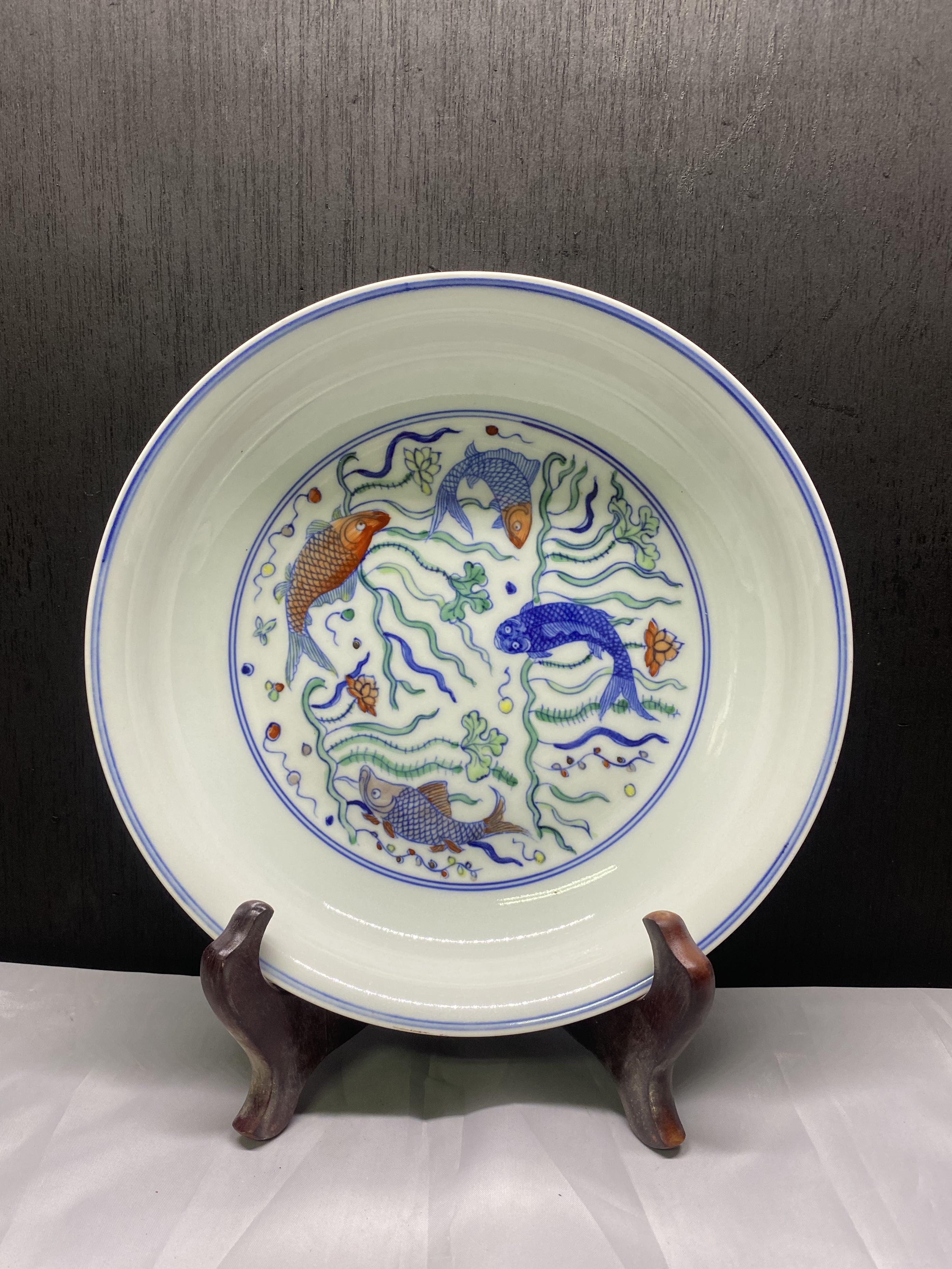 鬥彩魚藻紋盤-珍品(大明成化年製), 興趣及遊戲, 收藏品及紀念品, 古董