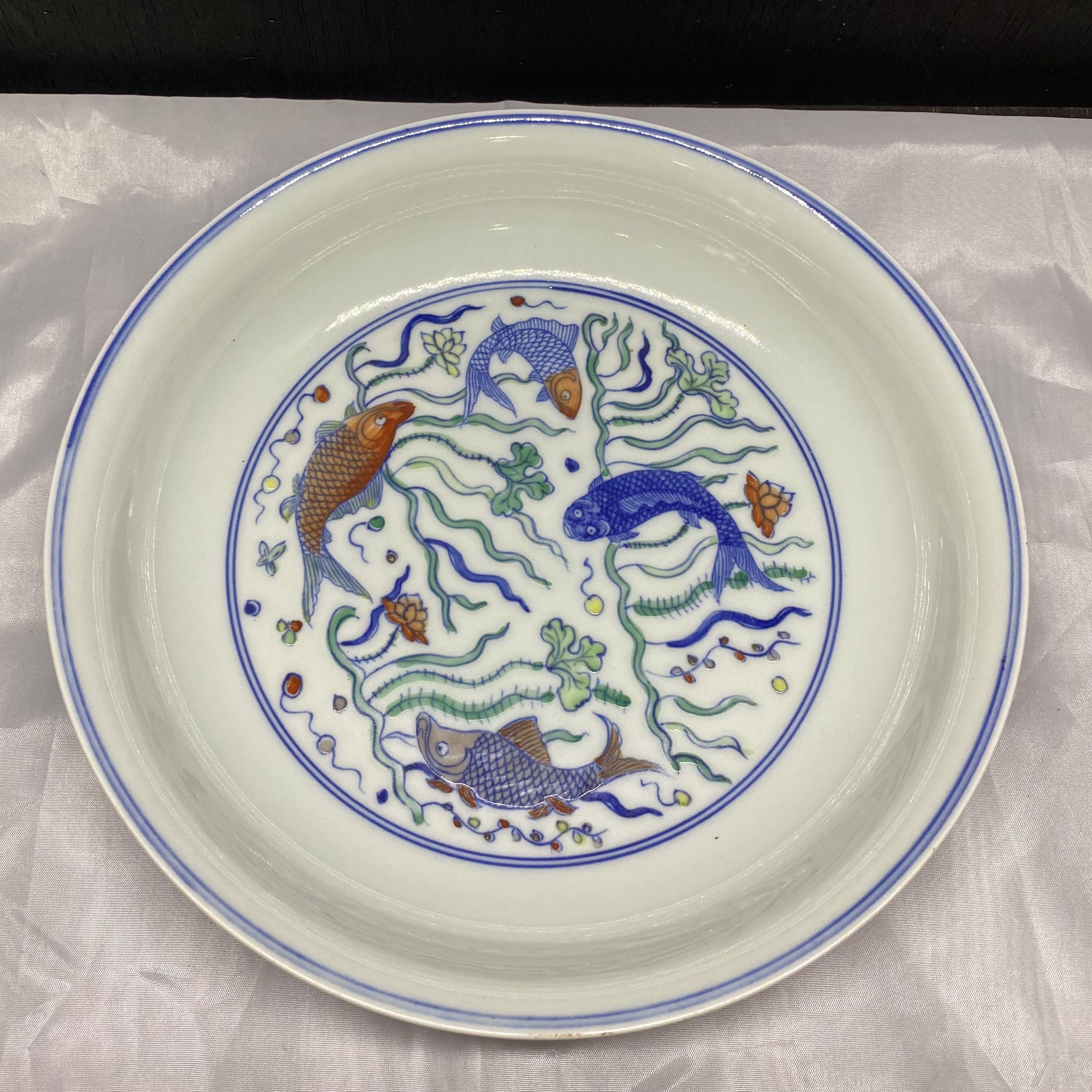 鬥彩魚藻紋盤-珍品(大明成化年製), 興趣及遊戲, 收藏品及紀念品, 古董
