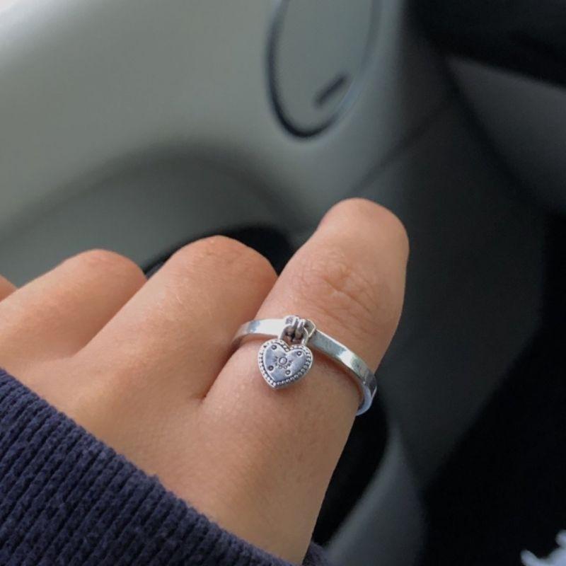 in stock Pandora Heart Shaped Padlock Ring 196571 54size