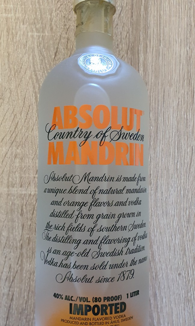Absolut vodka mandarin 1L, Food & Drinks, Alcoholic Beverages on Carousell