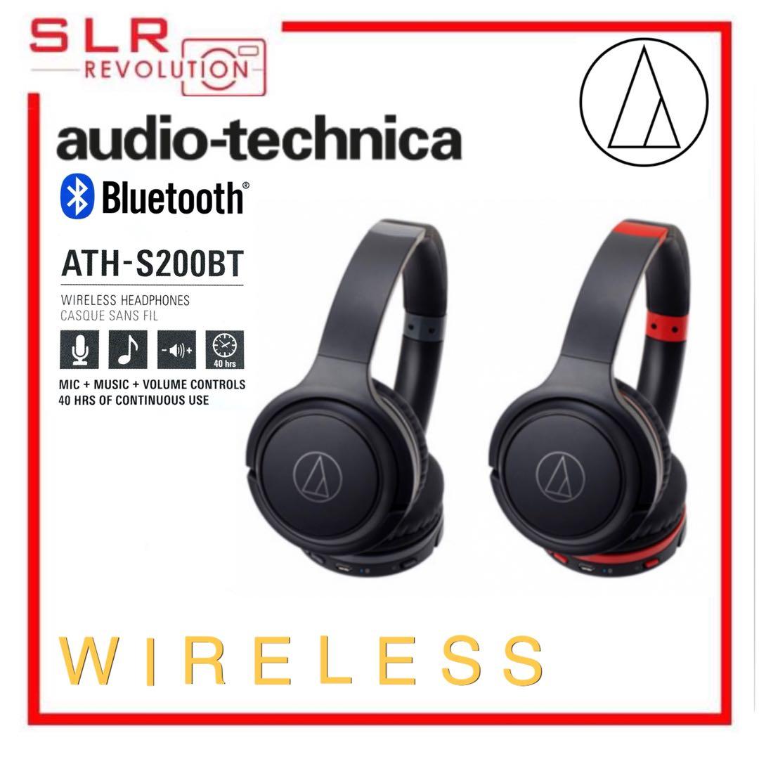 Audio Technica Consumer ATH S200BT Wireless On Ear Headphones with Built In Mic Black Red Audio Headphones Headsets on Carousell