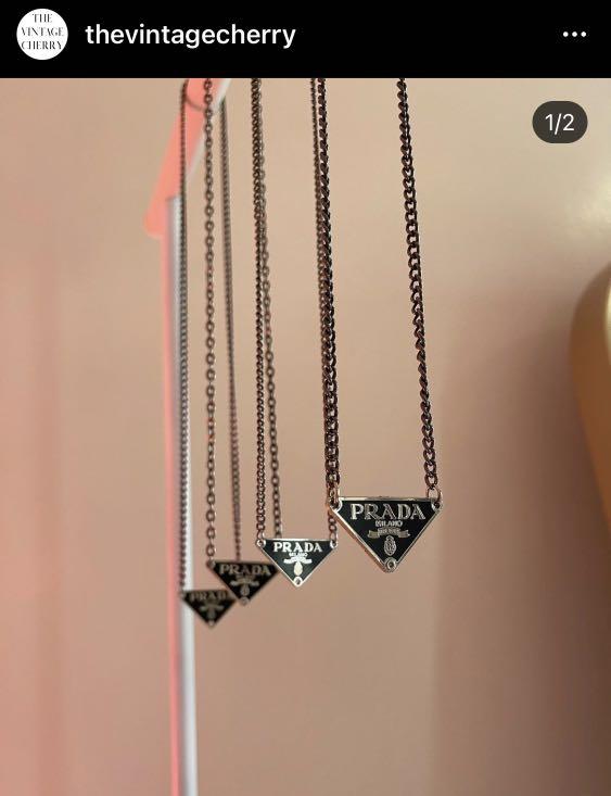 Prada Enamel Triangle Necklace in Metallic | Lyst UK