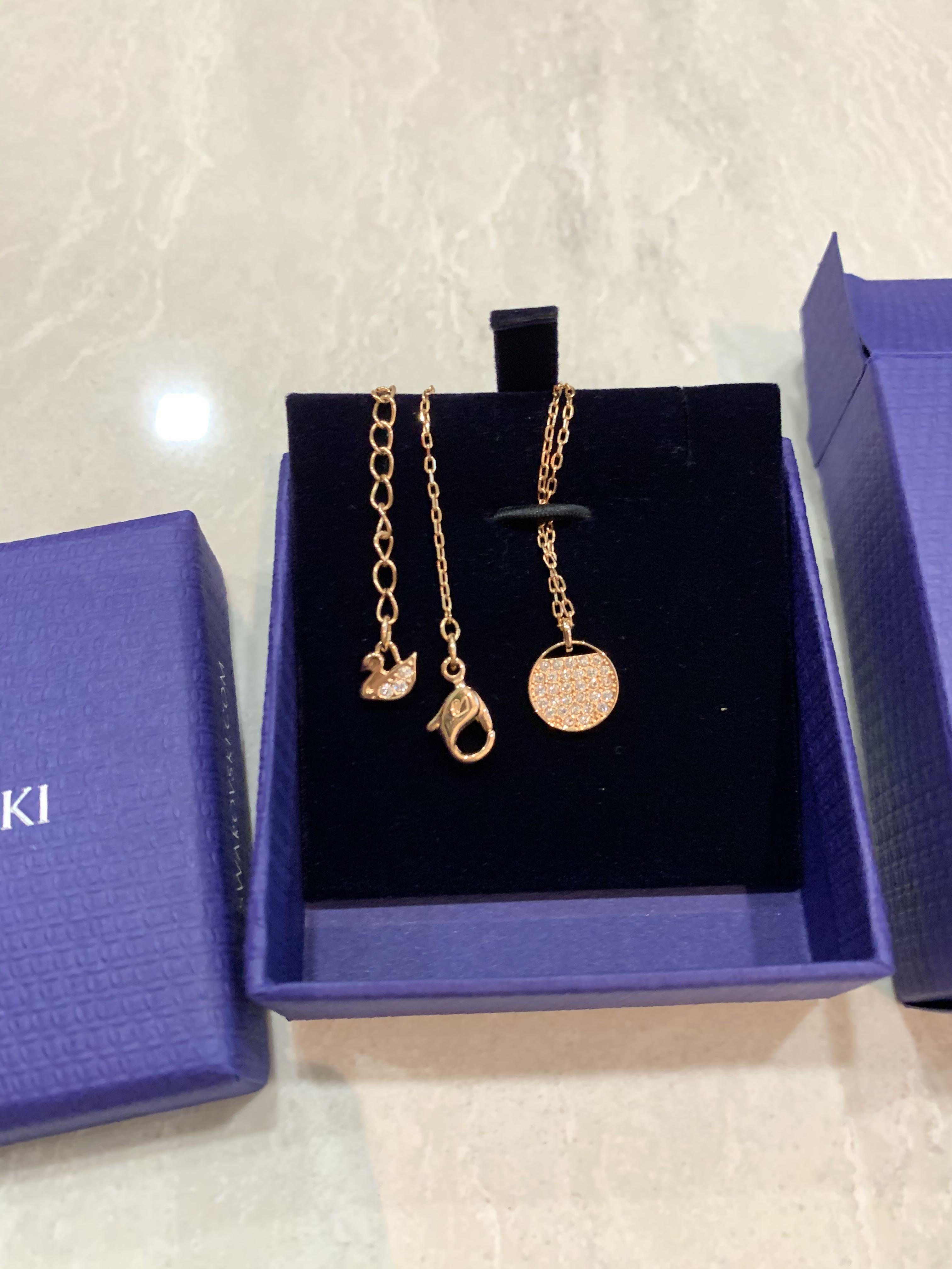 Authentic Swarovski Ginger Pendant necklace, white, rose gold tone