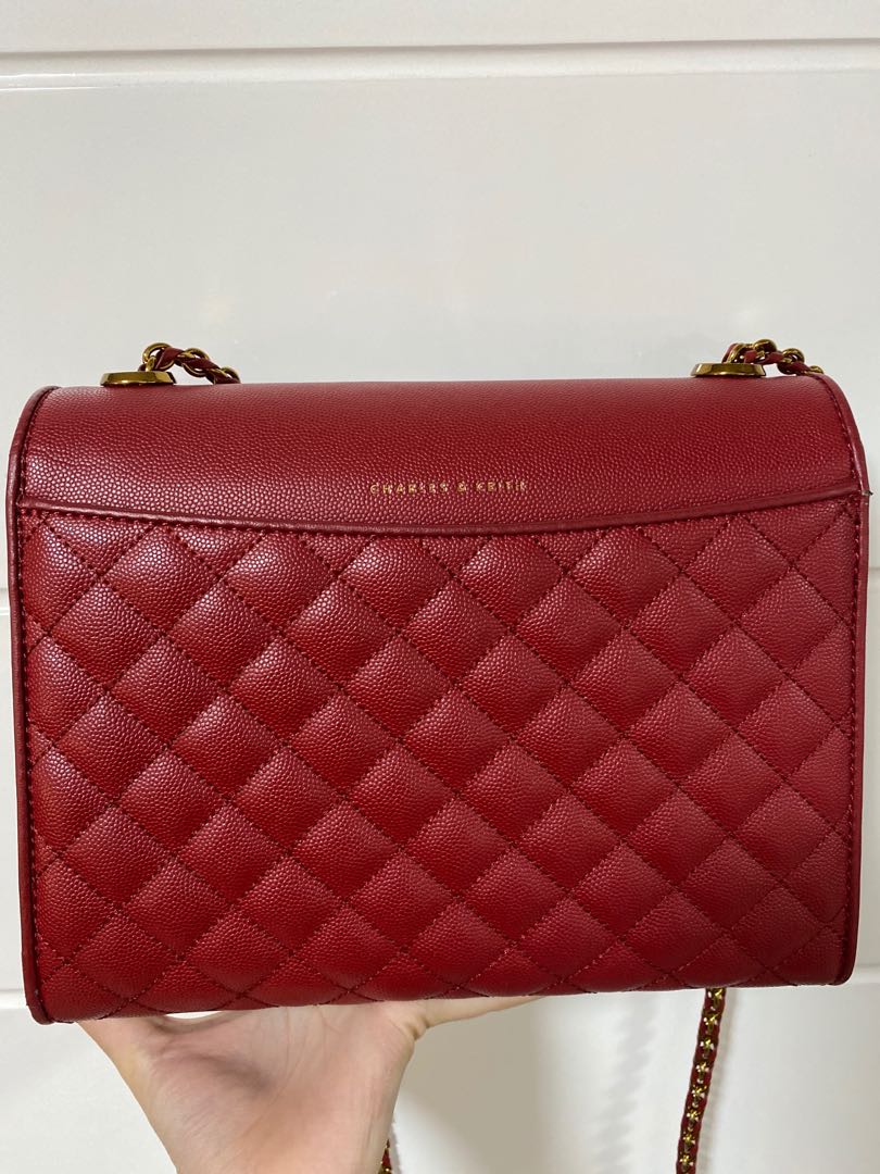 Red quilted clearance handbag