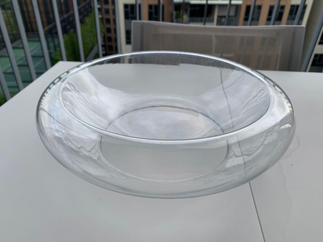 Decorative large doublewalled glass bowl., Furniture & Home Living