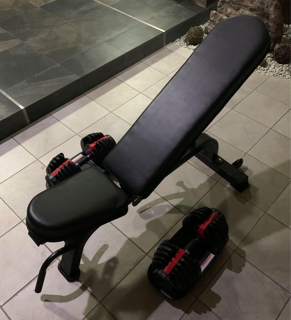 Heavy Duty Adjustable Bench (Category: Weights & Dumbbells) located in Quezon City. Submitted by jenrick_ang (Listing ID 1086894524, Image 1). Description: Heavy Duty Adjustable Bench •Flat •Incline •Upright •Wheels attached for easy transport •Weight Capacity: 300kg OTHER ITEMS AVAILABLE ‼️24kg adjustable dumbbells‼️ ‼️40kg adjustable dumbbells‼️ ‼️Adjustable dumbbell rack/stand‼️.
