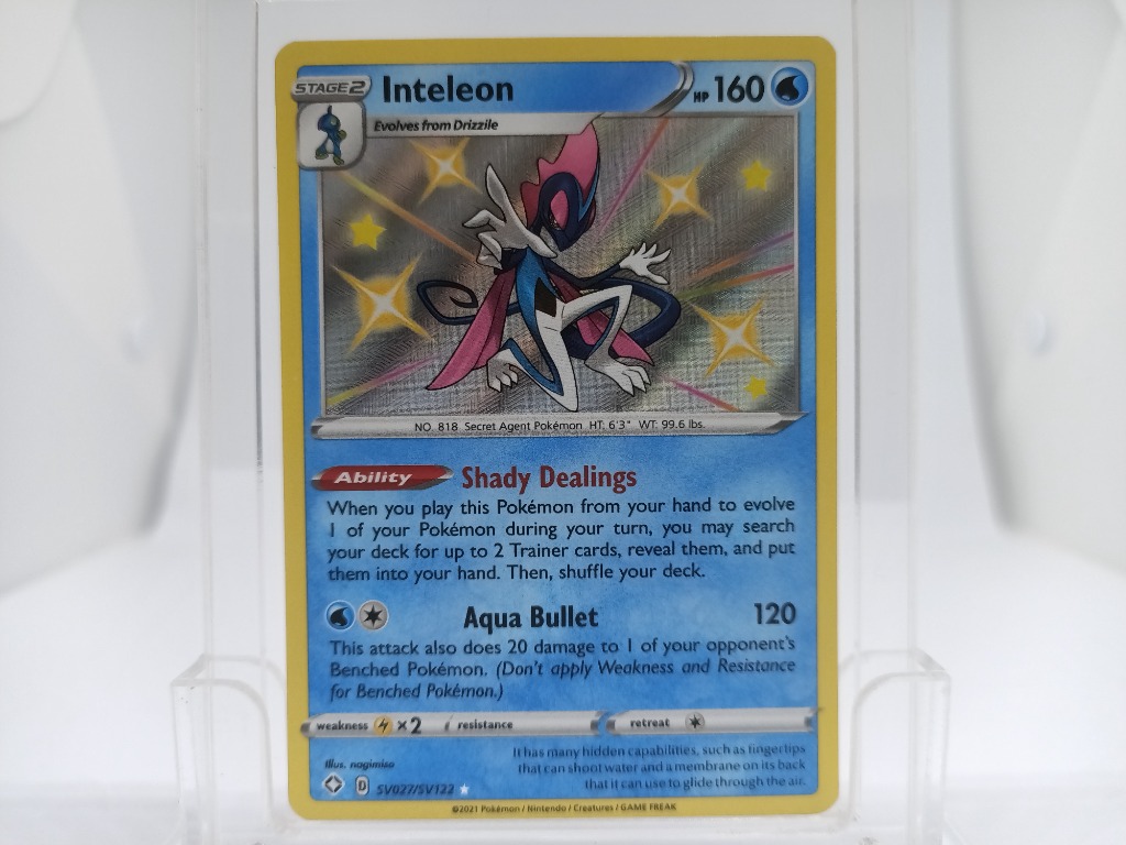 Inteleon SV027/SV122 Shiny Holo Rare Shining Fates Pokemon Card, Hobbies &  Toys, Toys & Games on Carousell