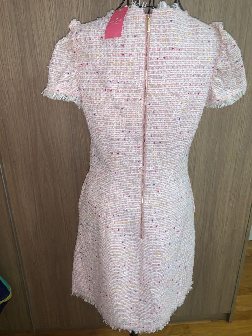 Kate spade flutter sleeve tweed dress cheap