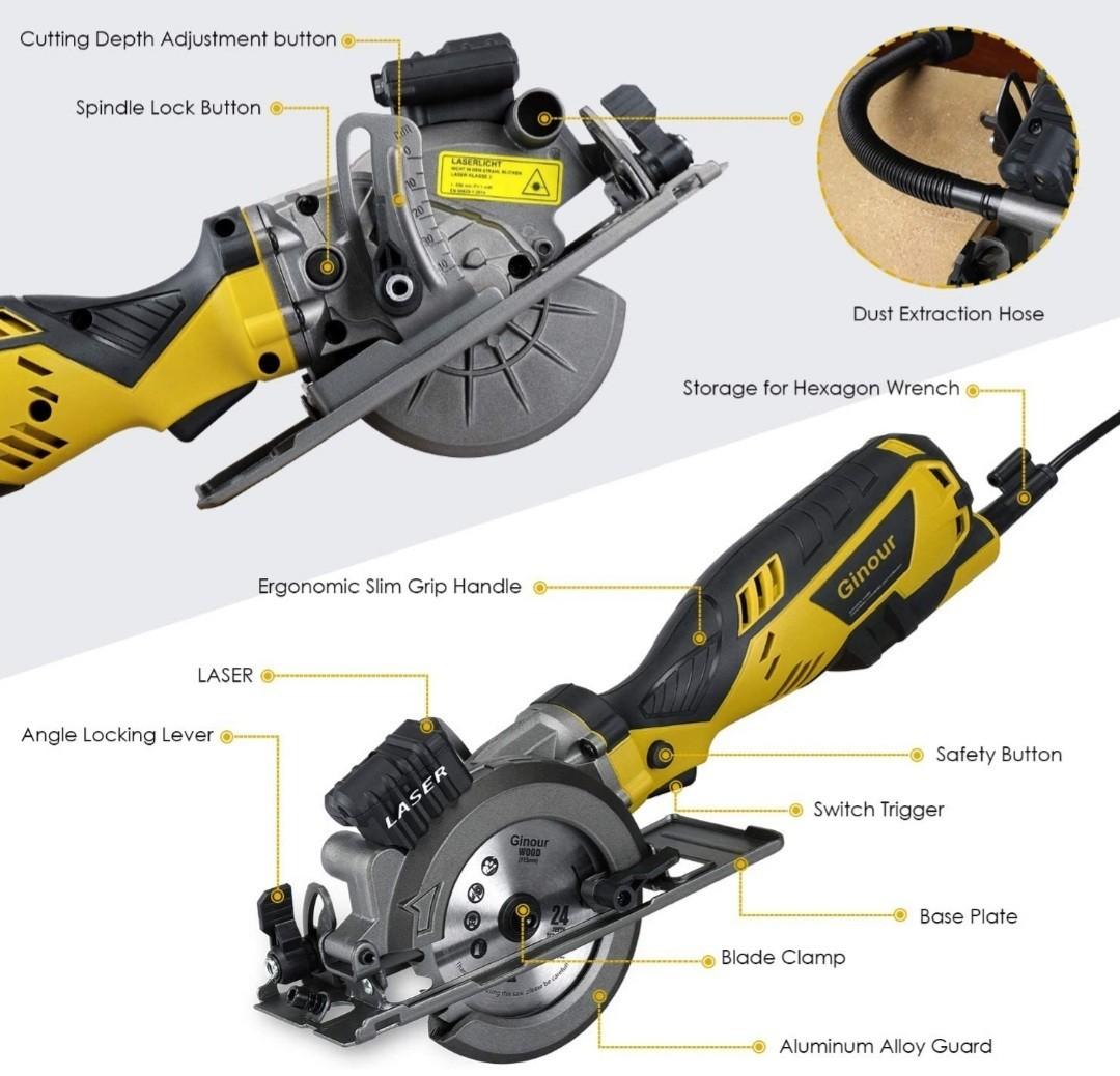Mini Circular Saw Ginour 4 1 2 handheld saw tool Everything Else on Carousell