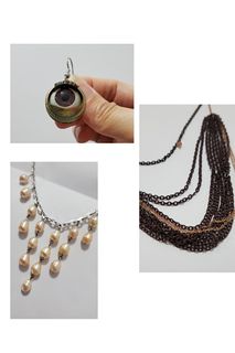 送(任何購物，只可送一件) Necklace & one Earring  頸鏈及一隻開合眼睛大眼耳環  keep in drawer over 15years a bit old all $5064239408636803110