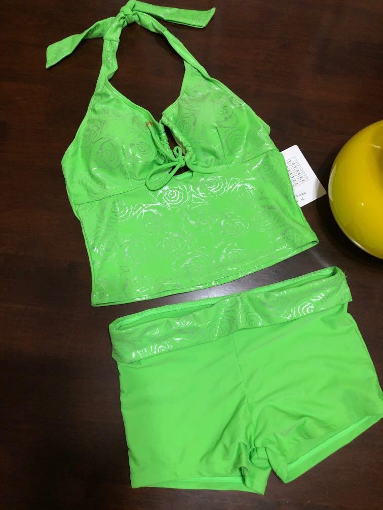 lime green tankini swimsuit