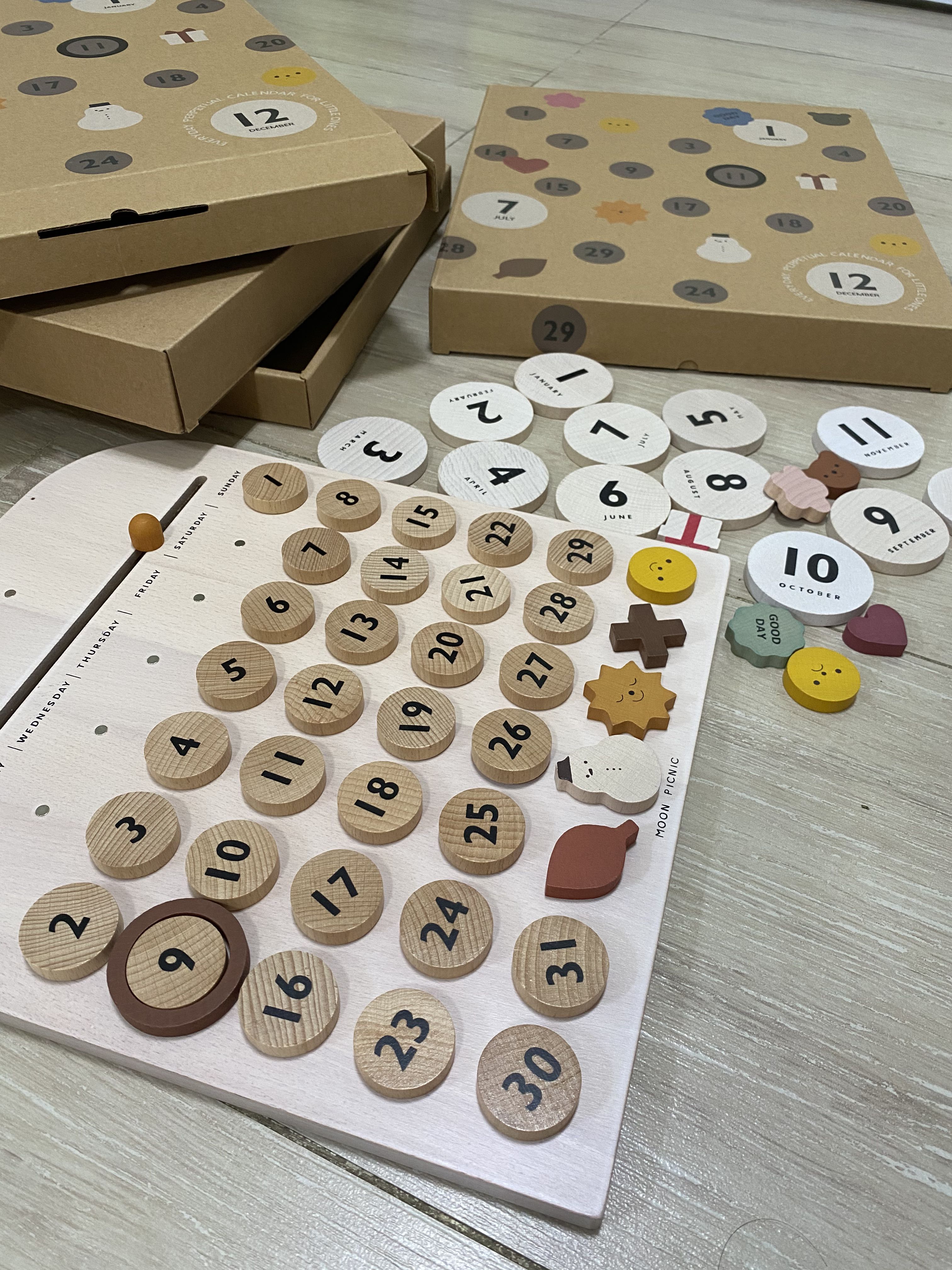 [NEW] Moon Picnic Wooden Calendar, Babies & Kids, Baby Nursery & Kids