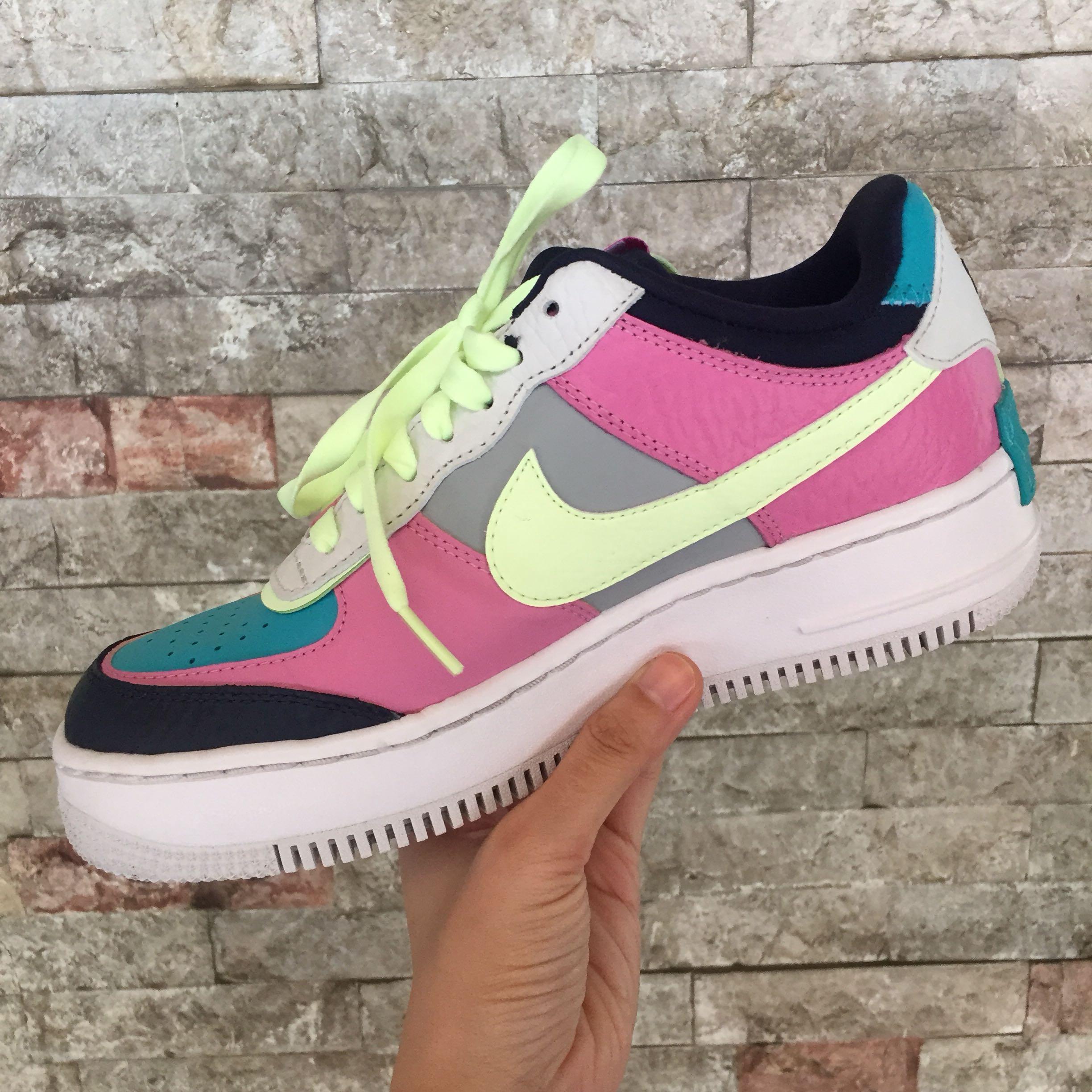 Nike air force 1 store shadow se shoes in grey/volt/aqua