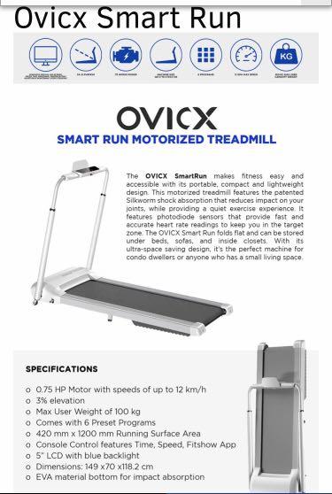 Ovicx smart run treadmill specs discount