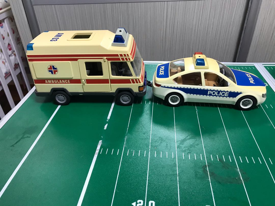 Playmobil Lot Of Two Police Car And Ambulance Set