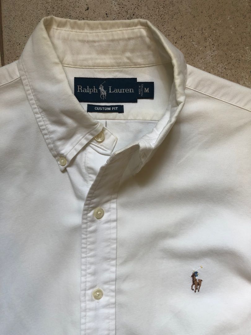 Polo Ralph Lauren White Oxford button down shirt, Men's Fashion, Tops &  Sets, Tshirts & Polo Shirts on Carousell