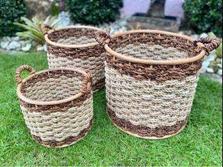Rattan planter and Pot stand set of 3 