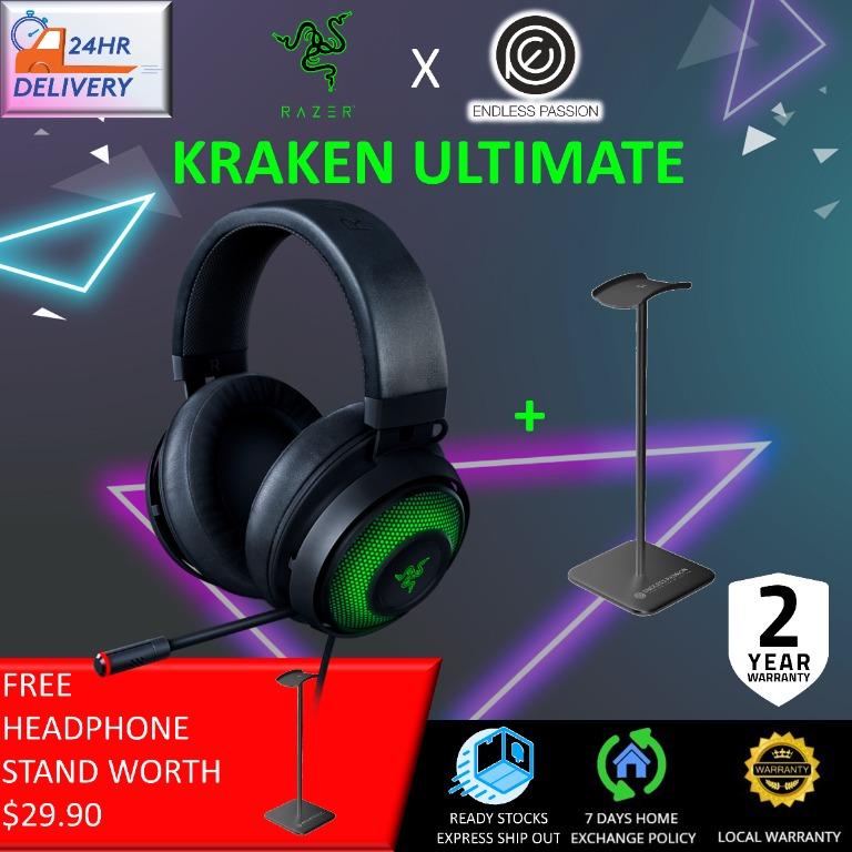 Razer Kraken Ultimate Rgb Usb Gaming Headset Thx 7 1 Spatial Surround Sound Chroma Rgb Lighting Audio Headphones Headsets On Carousell