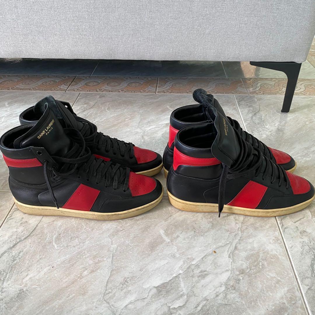 Red and black saint laurent sneakers online