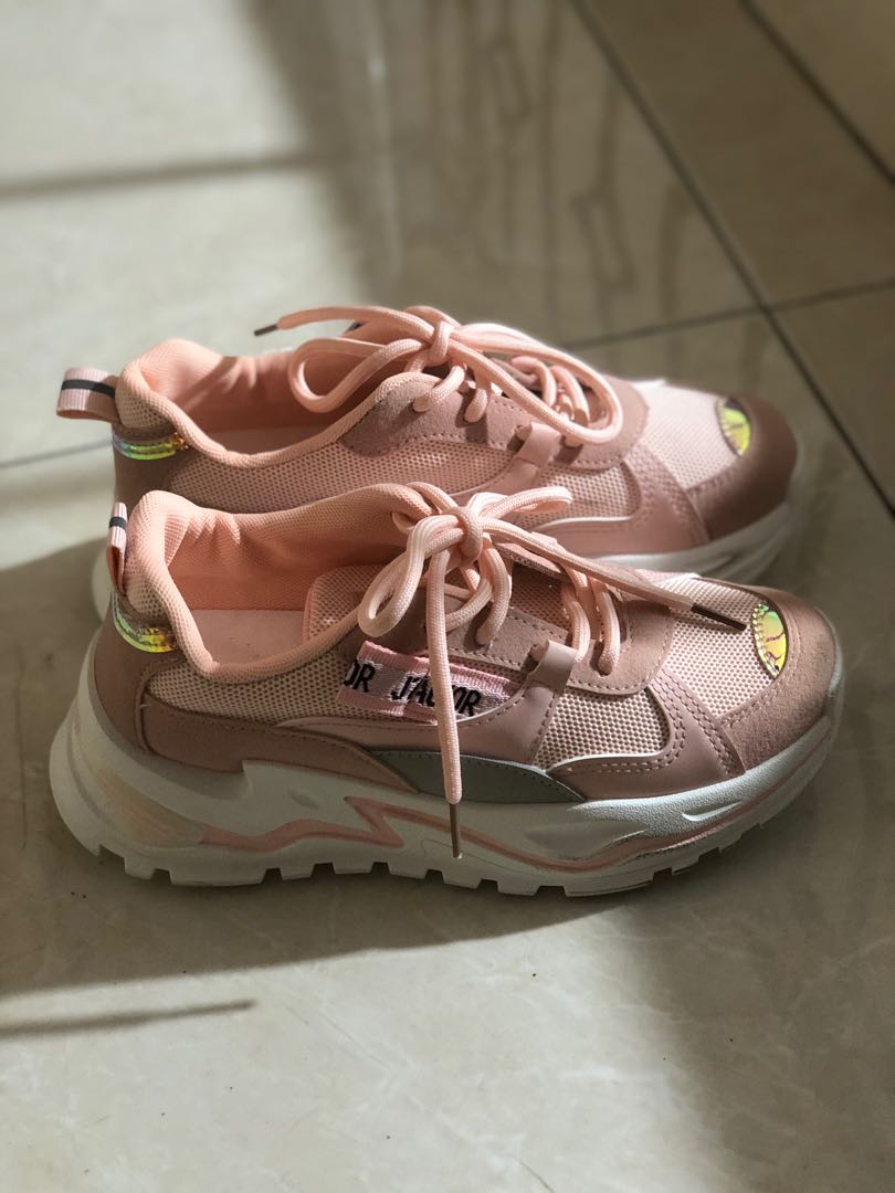 soft pink sneakers