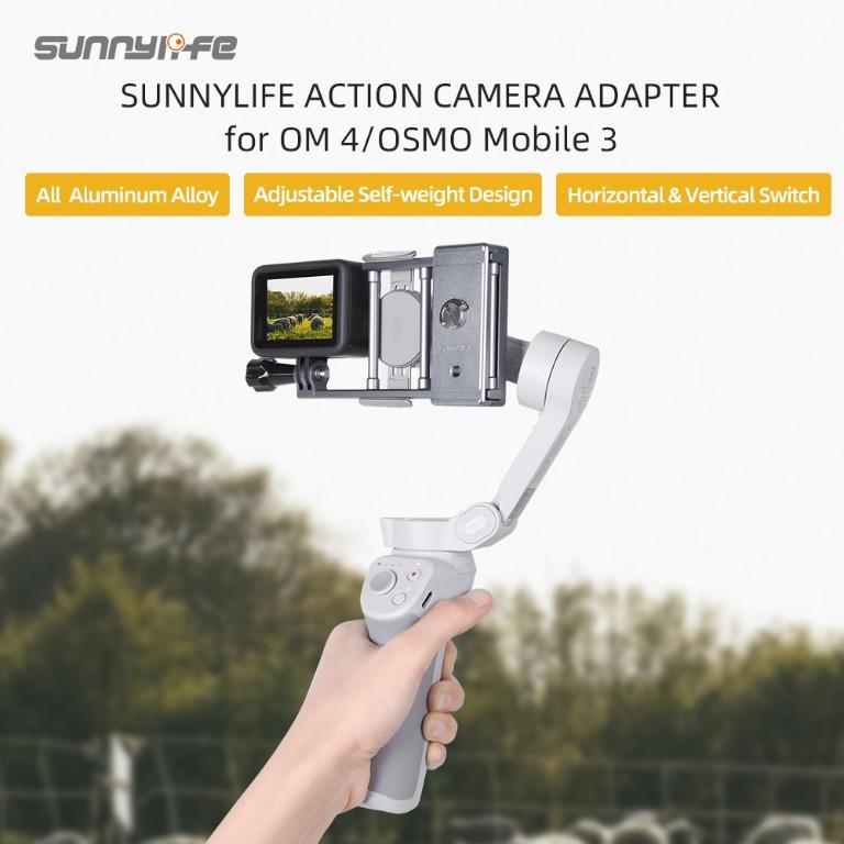 SUNNYLIFE Gimbal Adapter Mount Plate Stabilizer for GoPro HERO 10 9 8 DJI OM 4 Osmo Mobile 3 Action Camera