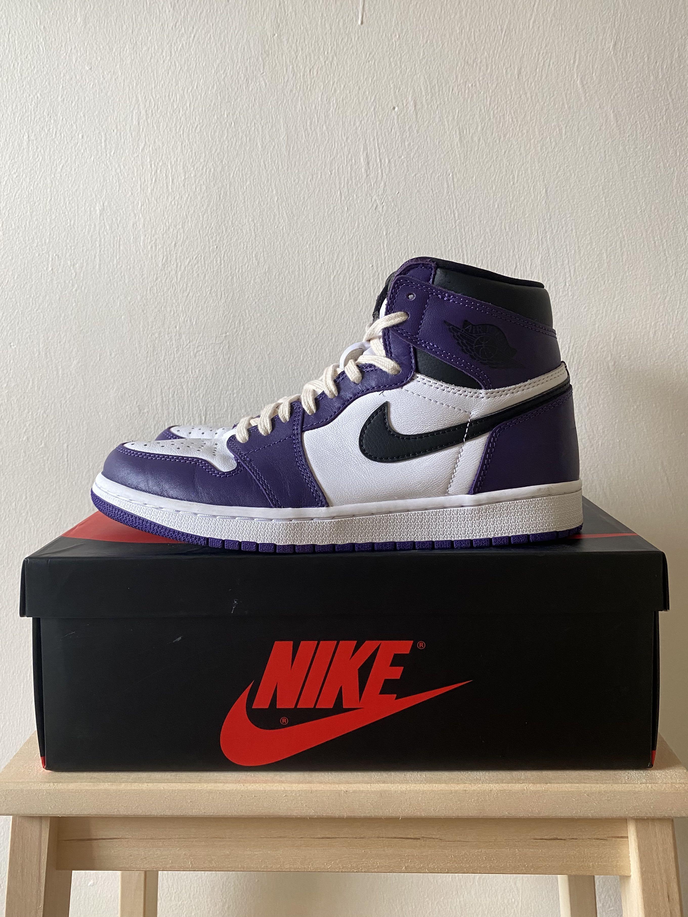 Purple and cream jordans on sale