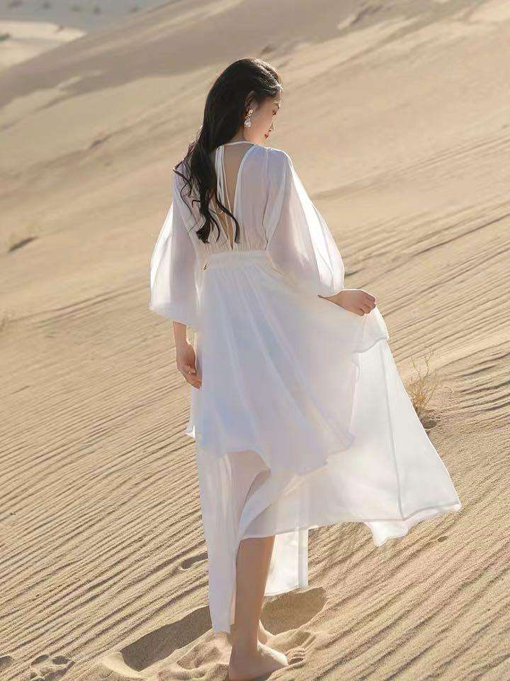 White Flowy Beach Dress