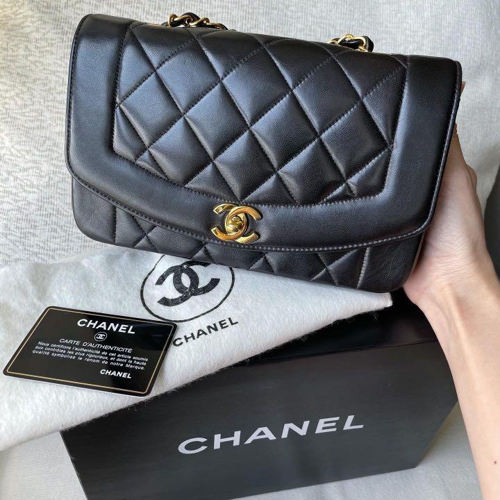 AUTHENTIC CHANEL Diana Small 9 Flap Bag 24k Gold Hardware 💙 FULL