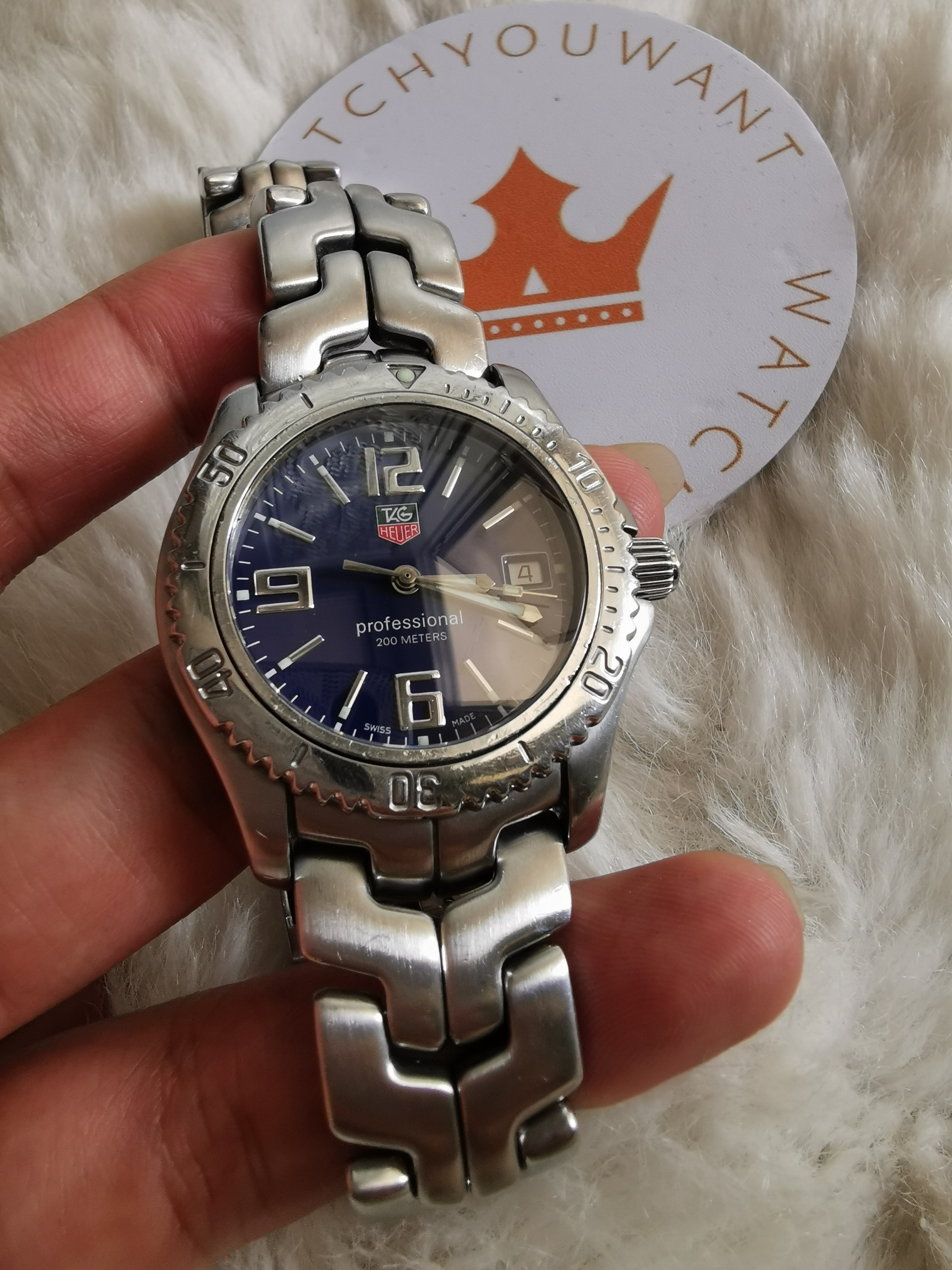 Authentic Preowned tag Heuer link blue face watch Luxury