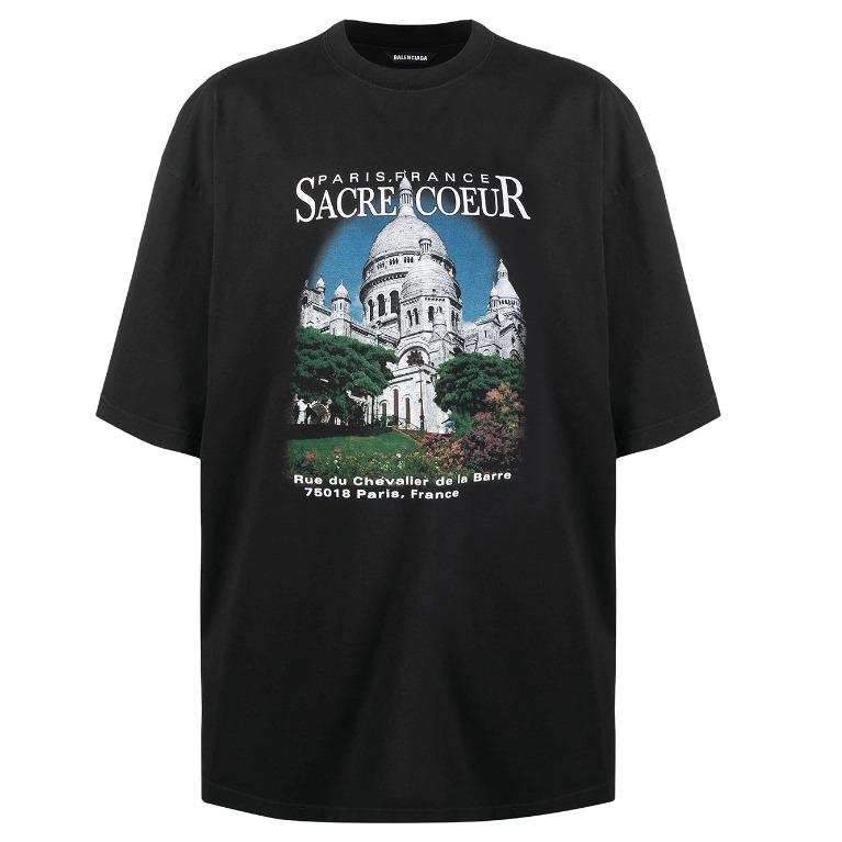 Balenciaga Sacre Coeur / Notre Dame Print Tee Black, Men's Fashion