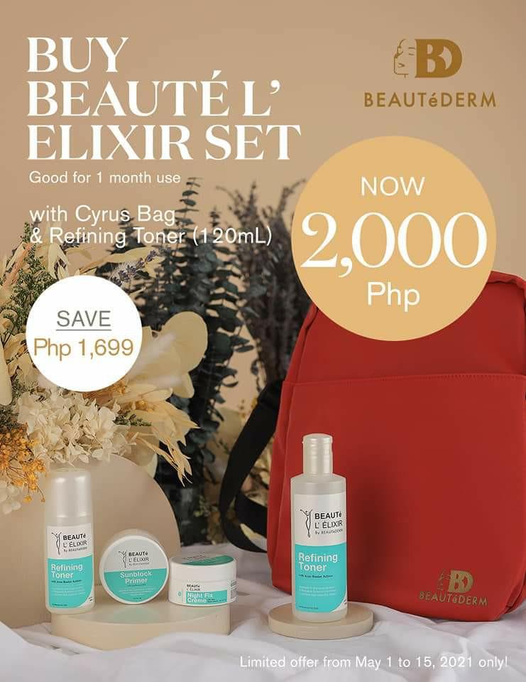 Beautederm Elixir Set (Category: Face Care) located in Quezon City. Submitted by mf143 (Listing ID 1087055358, Image 1). Description: Get a Freebie for every Beautederm Elixir set Same day shipping. COD is also available. Elixir set, all Natural recommended for Teens, Pregnant, lactating moms.