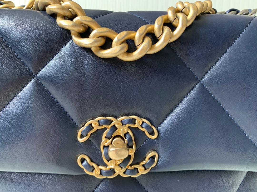 Chanel 19 Flap Bag Small Lambskin Navy Blue