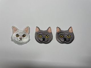 日系DIY材料 白色長毛貓 異國短毛貓 熨章刺繡貼64243381561089110