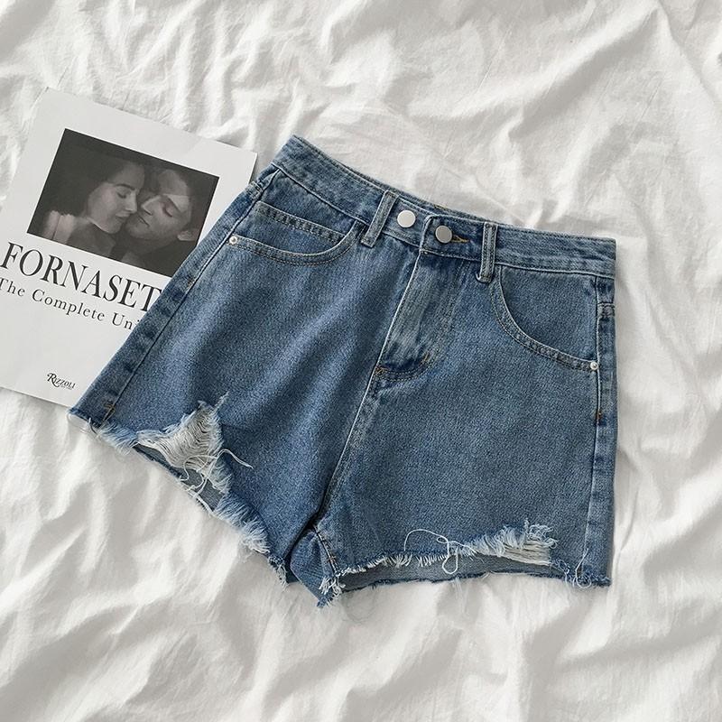 Double Button High Waisted Denim Shorts Women s Fashion Bottoms Shorts on Carousell