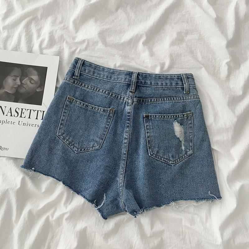 Double Button High Waisted Denim Shorts Women s Fashion Bottoms Shorts on Carousell