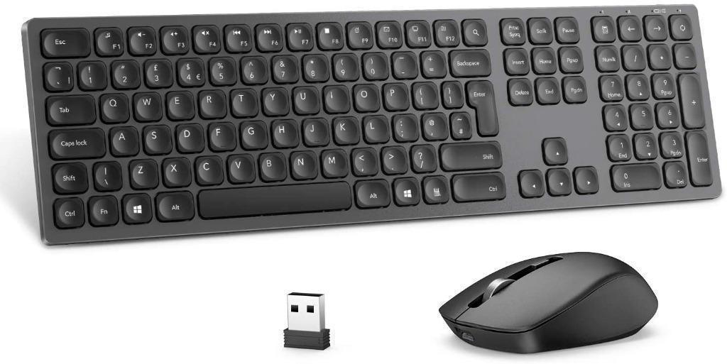 Jelly Comb Wireless USB Keyboard and Mouse Combo 2.4G Wireless Rechargeable Keyboard and Mice QWERTY UK Layout with USB Receiver for PC/Laptop/Computer with Windows System Space Gray Jelly Comb Wireless USB Keyboard and Mouse Combo 2.4G Wireless Rechargeable Keyboard and Mice QWERTY UK Layout with USB Receiver for PC/Laptop/Computer with Windows System Space Gray