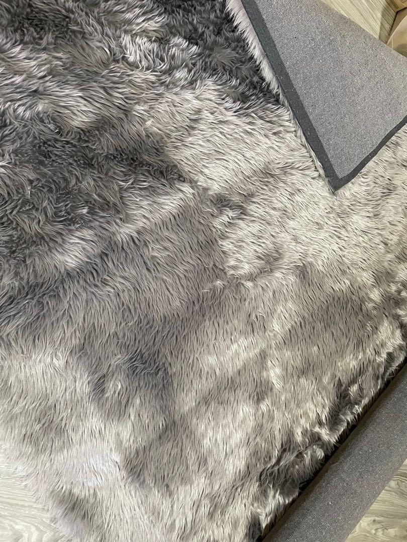 MODERN thick soft in touch RUG 'BUNNY' grey Rabbit fur imitation bellarosa 