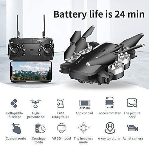 OBEST Drone with 1080P HD Camera WiFi FPV Live Video with 2.4Ghz Mobile Remote Control,3D VR Headless Mode,Altitude Hold,24 Min Long Flying Time and 3 Speed Flight Modes for Beginners and Children 